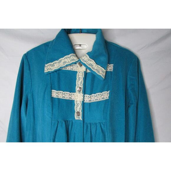 Raymodes Robe Button Up Full Length Tag Size 7 Union Made Teal Blue Vintage 70s - Picture 4 of 9